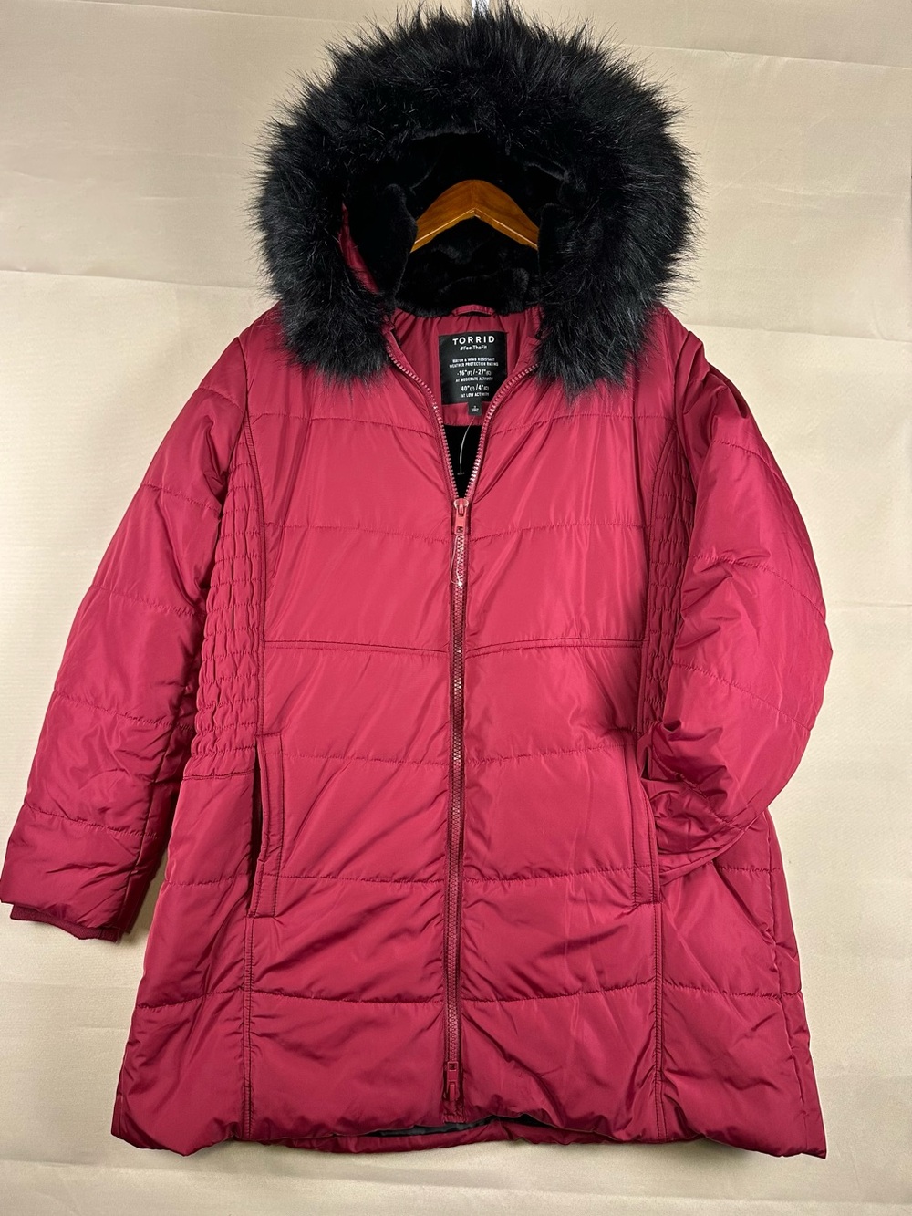 NWT Torrid Puffer Coat Faux Fur Hood Burgundy Size 2 Winter Coat NWOT